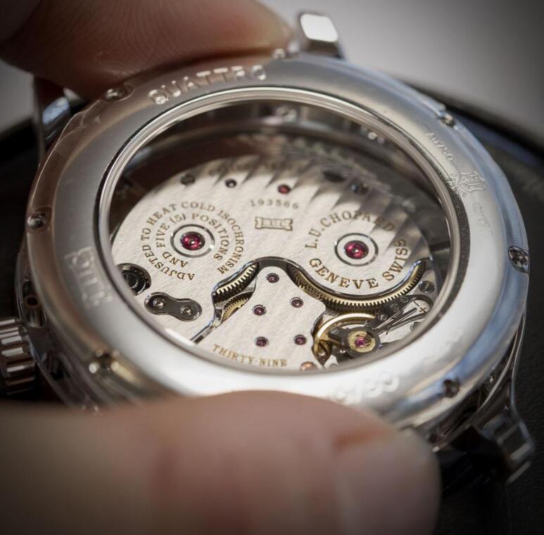 The sophisticated movement could be viewed through the transparent caseback.