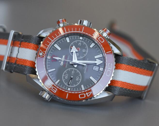 The orange bezel makes the Omega more dynamic.